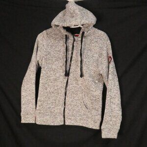 CANADA WEATHER GEAR | medium | Heather Grey Zip-Up Knit Hoodie W/ Logo On Sleeve